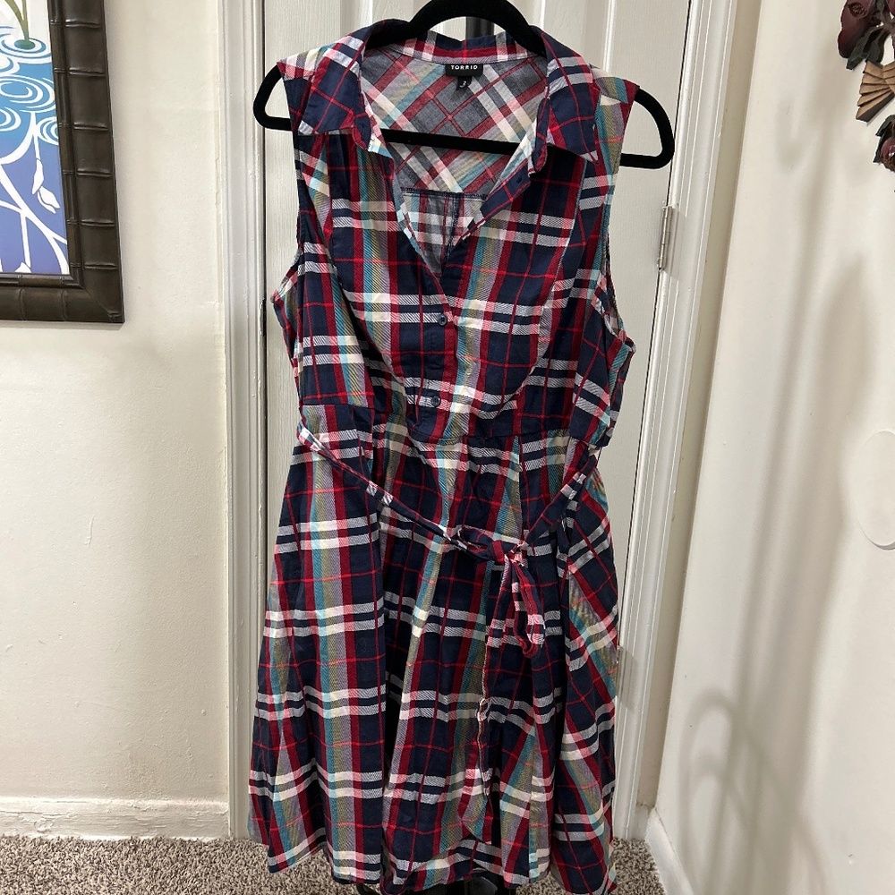 Navy Plaid Dress Size 2